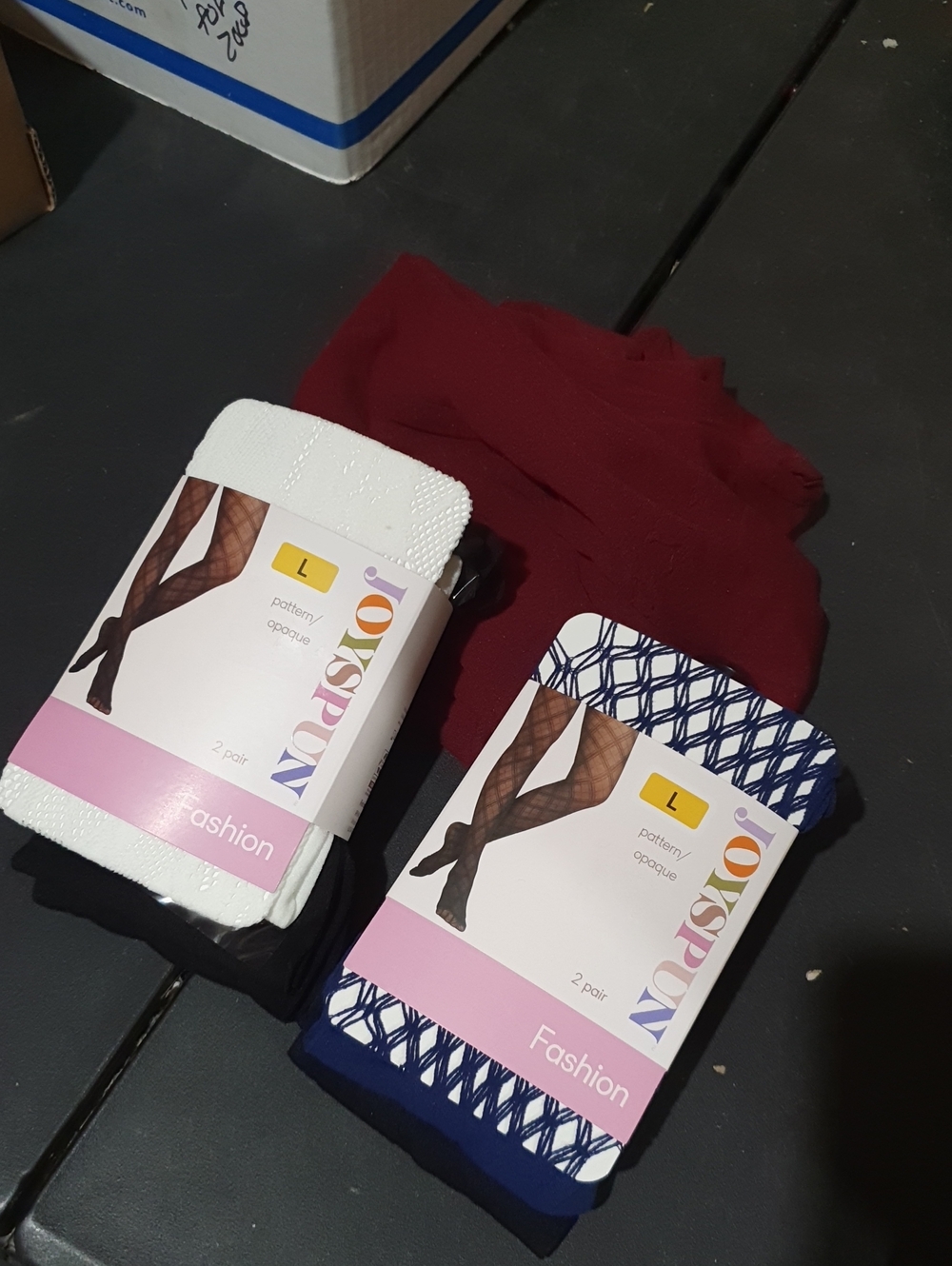 Women's Fashion Patterned Tights - White and Navy